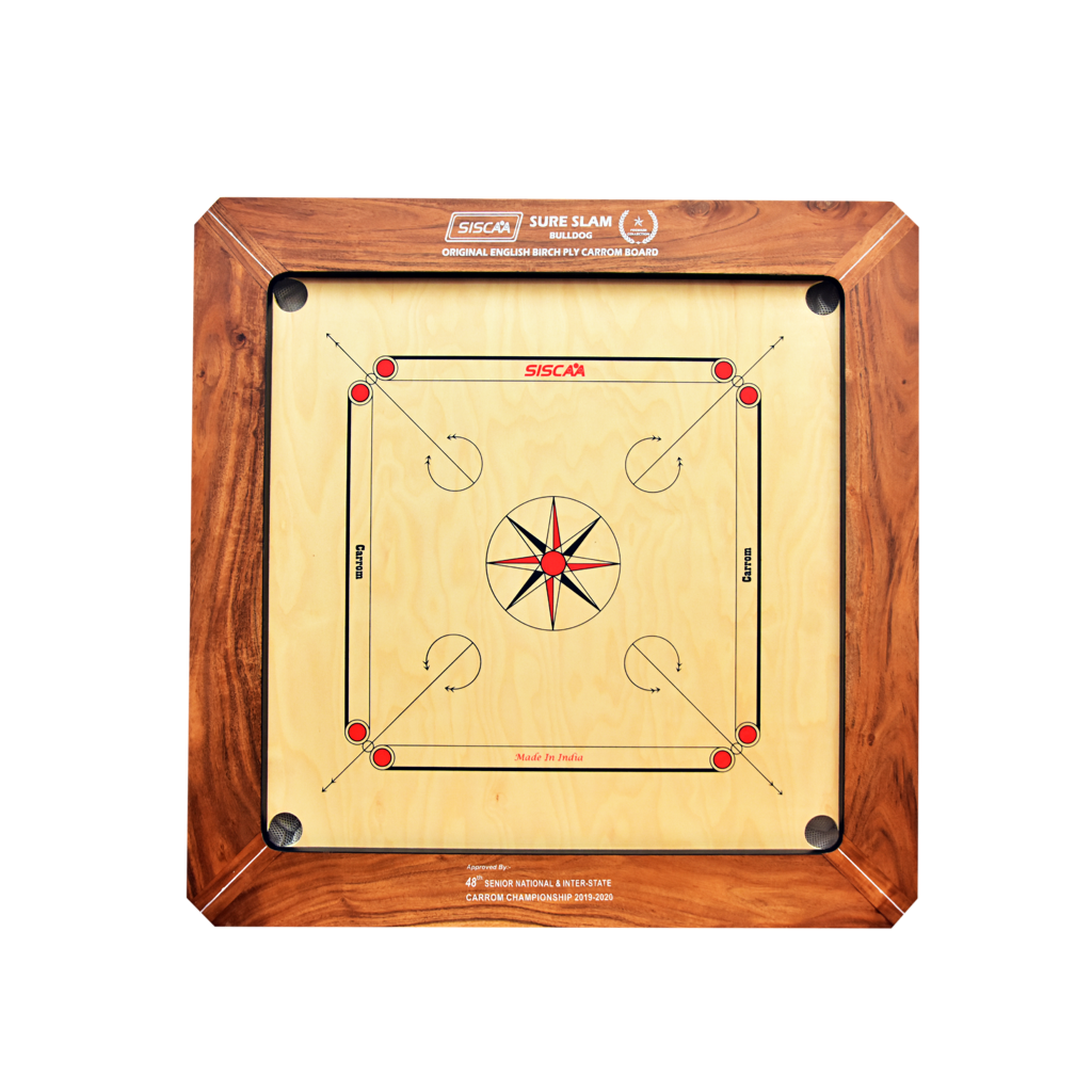 Siscaa Bulldog Sure Slam Brown Carrom Board, 4 inch