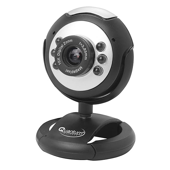 Open Box, Unused Quantum QHM495LM 6 Light Webcam For Laptop/Desktop Black Pack of 2