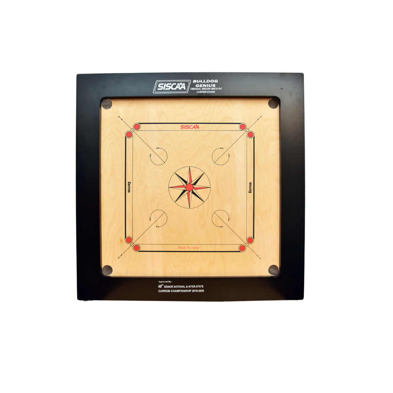 Siscaa Bulldog Genius Black Carrom Board, 4 inch Pack of 2