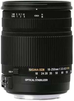 Used Sigma 18 - 250 mm F3.5-6.3 DC Macro OS HSM for Canon Digital SLR Telephoto Zoom Lens