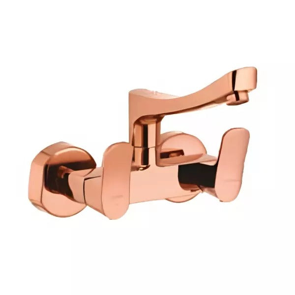 Cera Perla Quarter Turn Dual Lever Wall Mount Sink Mixer Rose Gold F1012511RG