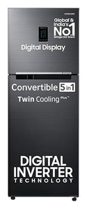 Open Box, Unused Samsung 301 L, 3 Star, Convertible 5-in-1 Digital Inverter with Display Frost Free Double Door Refrigerator RT34C4523B1/HL, Black Matt, 2024 Model