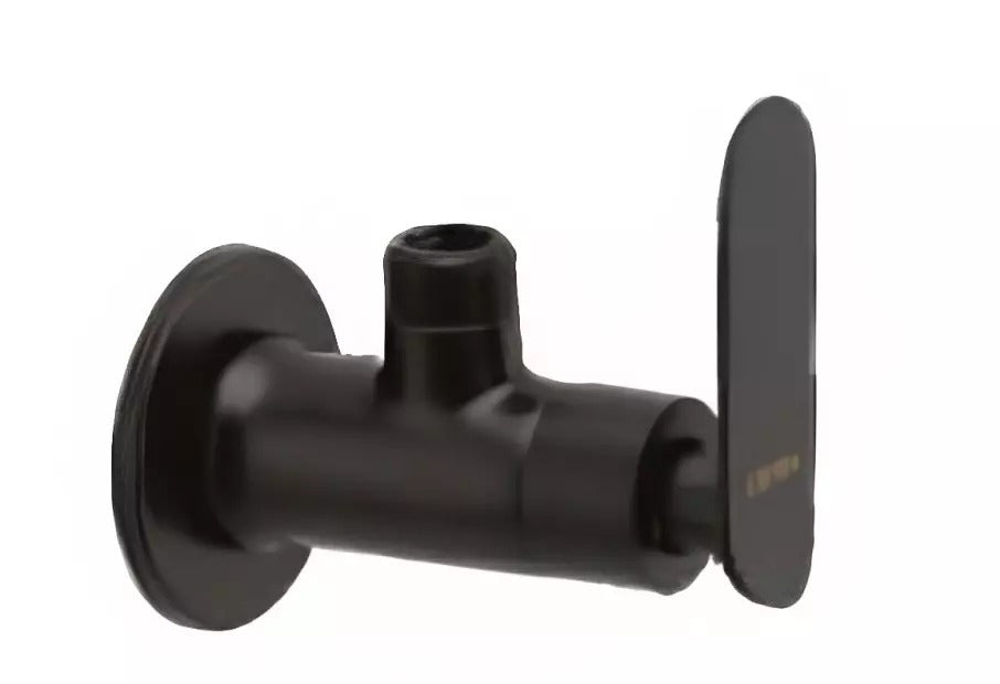 Cera Brooklyn Single Lever Wall Mount Angle Cock with Wall Flange Matte Black F1018201MB