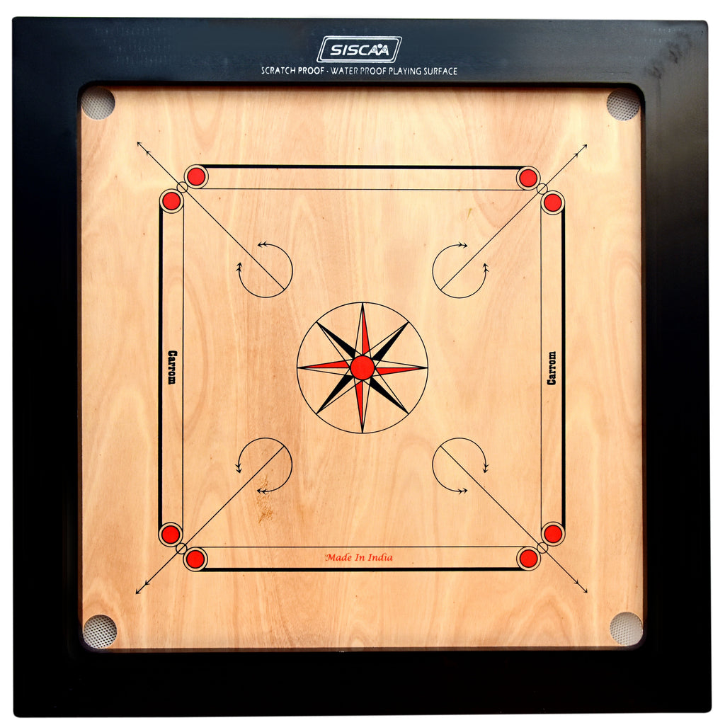 Siscaa Winit Fast Indian Ply Black Carrom Board, 3 inch Pack of 4
