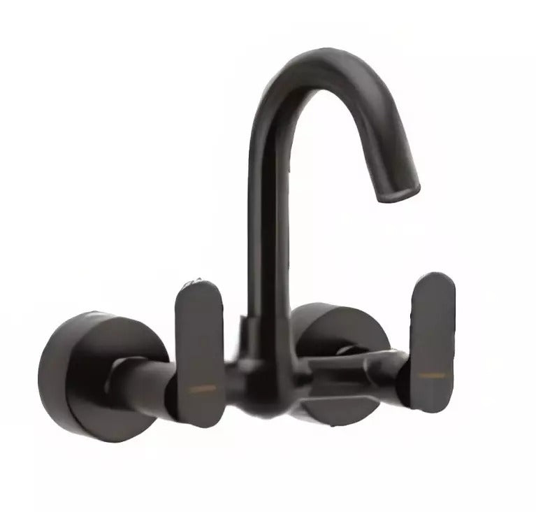 Cera Brooklyn Quarter Turn Dual Lever Wall Mount Sink Mixer Matte Black F1018501MB