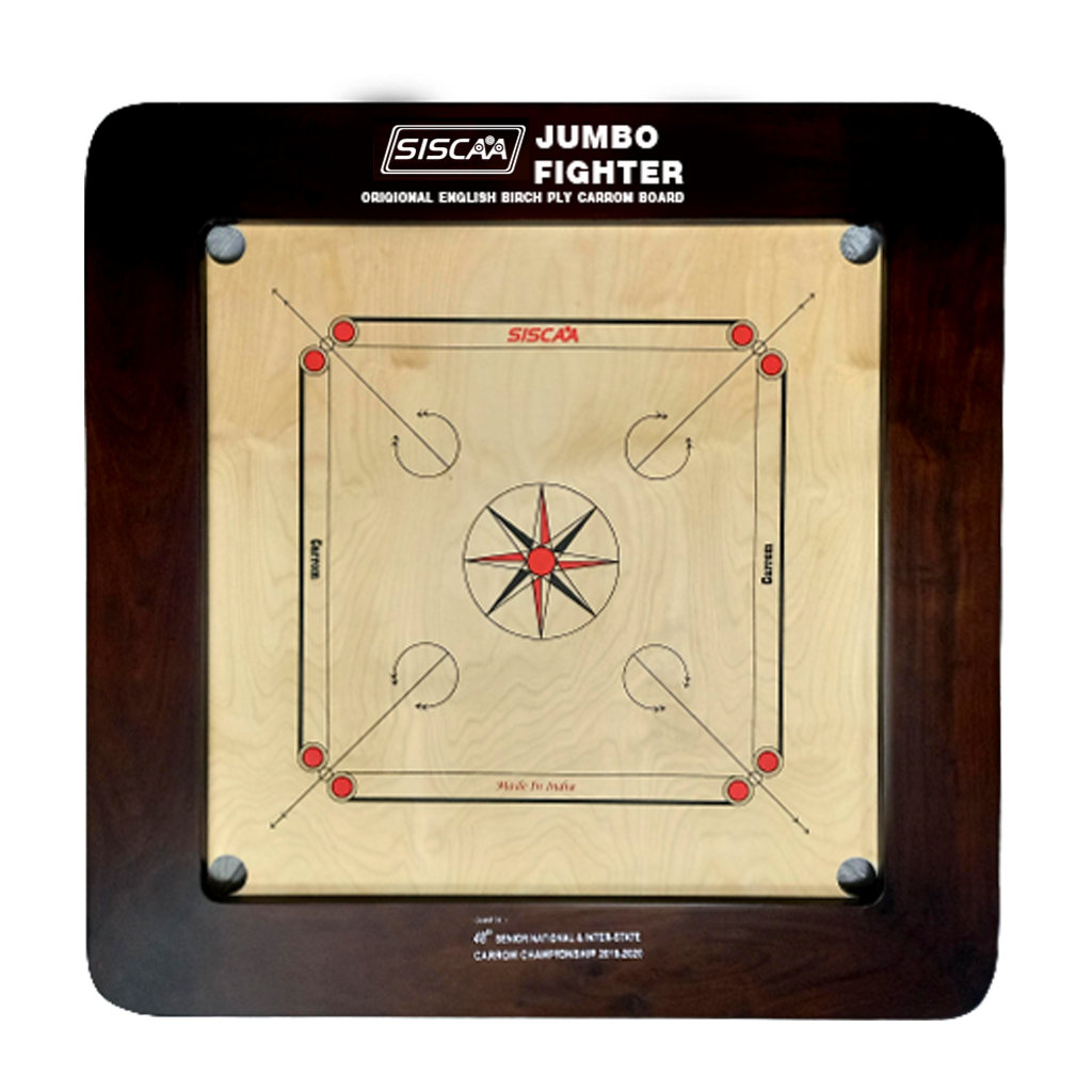 Siscaa Jumbo Fighter, English Birch Ply Brown Carrom Board, 5 inch