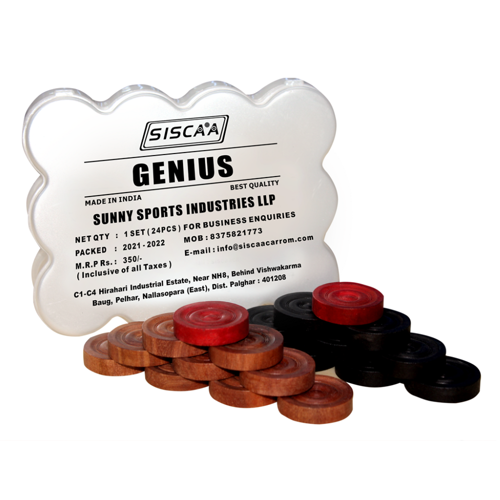 Siscaa Genius Carrom Coin Set 24 Pieces Pack of 15