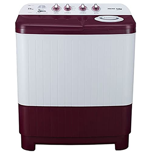 Open Box, Unused Voltas Beko by A Tata Product 7.5 kg Semi Automatic Top Load Washing Machine White, Maroon WTT75DBRT