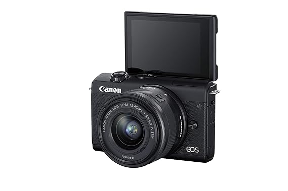 प्रयुक्त Canon EOS M200 मिररलेस कैमरा, EF-M 15-45mm f/3.5-6.3 STM लेंस है