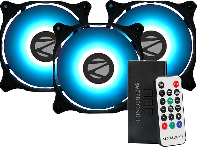 Open Box Unused Zebronics Zeb PGF500C 120mmx3 Premium Chassis ARGB Fans Combo Kit with RGB Controller, Remote, 35CFM Airflow