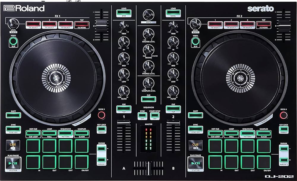 Roland DJ 202 2 Channel 4 Deck DJ Controller Interfaces