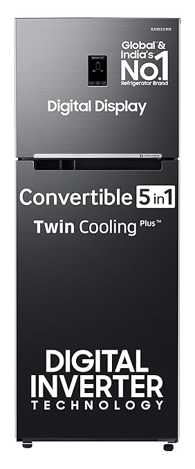 Open Box, Unused Samsung 385 L, 2 Star, Convertible 5-in-1 Digital Inverter, with Display Frost Free Double Door Refrigerator RT42C5532BX/HL, Luxe Black, 2024 Model