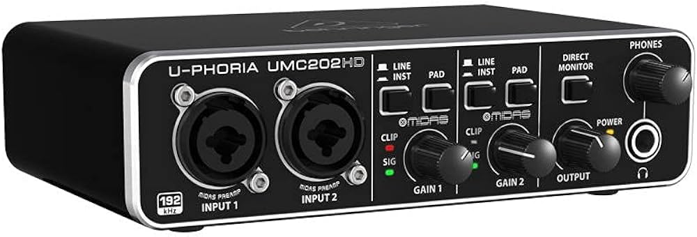 Behringer U-PHORIA UMC202HD Audio Interface with Midas Pre Amplifier