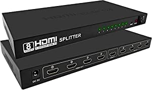 ओपन बॉक्स, अप्रयुक्त रिवल्स 1x8 HDMI स्प्लिटर 8 पोर्ट HDMI स्प्लिटर 1 इन 8 आउट 3D 4K x 2K 30HZ FHD 1080P सपोर्ट करता है 