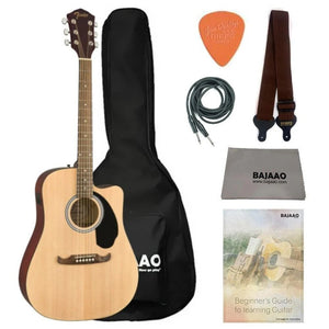 Fender FA-125CE Dreadnought Electro Acoustic Guitar Bundle With Gigbag Cable Picks Strap and Polishing Cloth