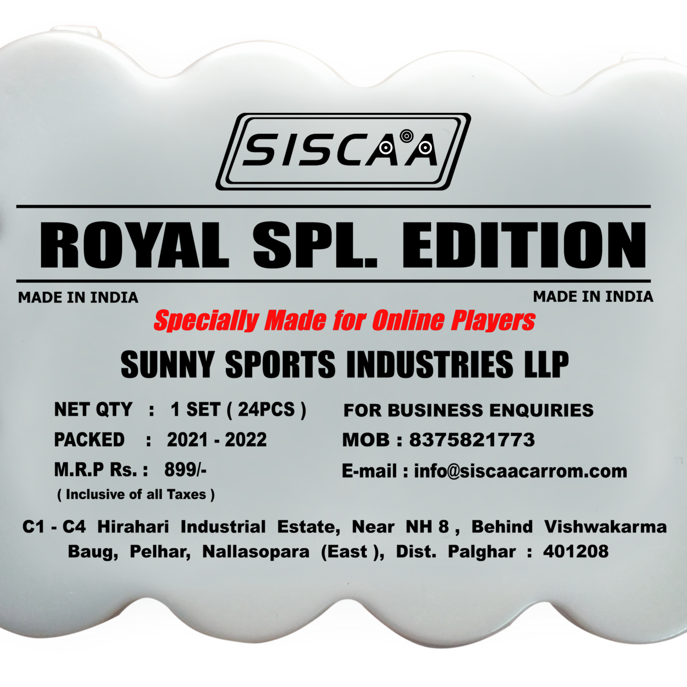 Siscaa Royal Special Edition Carrom Coin Set 24 Pieces Pack of 6