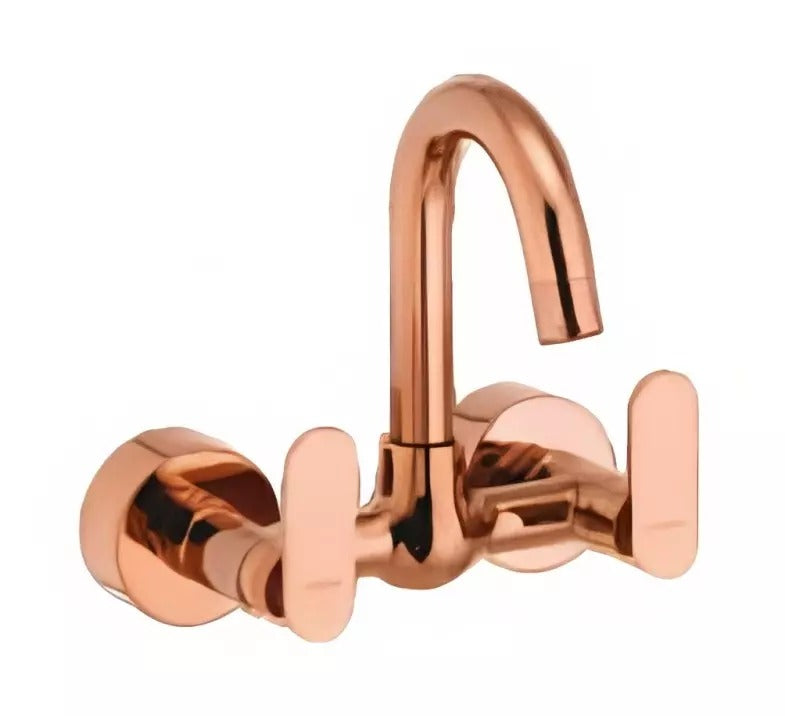 Cera Brooklyn Quarter Turn Dual Lever Wall Mount Sink Mixer Rose Gold F1018501RG