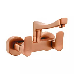Cera Perla Quarter Turn Dual Lever Wall Mount Sink Mixer Antique Copper F1012511AC