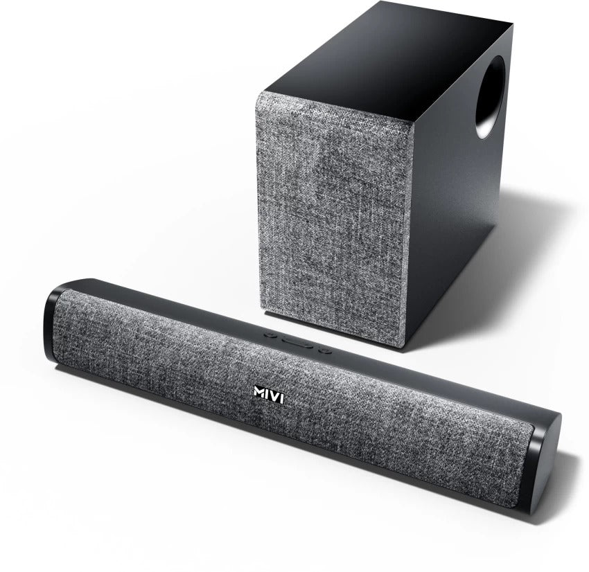 Open Box Unused Mivi Fort S48 With Subwoofer, 48W, BT V5.3 48 W Bluetooth Soundbar Black, 2.1 Channel