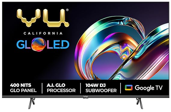 Open Box Unused Vu 108 cm (43 inches) The GloLED 84 Watt DJ Sound Series 4K Smart Google TV 43GloLED Grey