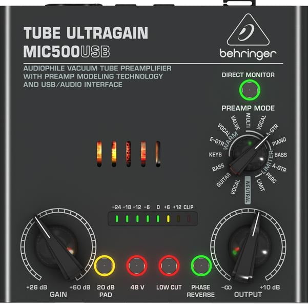 Behringer MIC500USB Tube Ultragain Audiophile Vacuum Tube Preamplifier