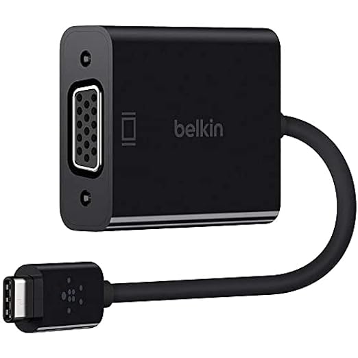 Open Box Unused Belkin USB-C to VGA Adapter Black