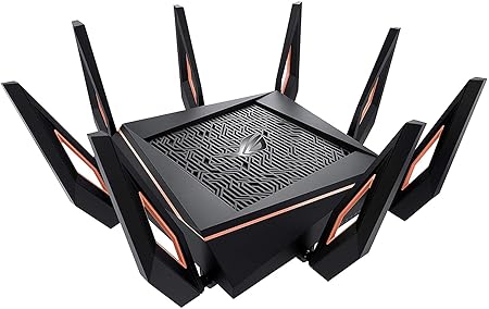 Open Box Unused Asus GT-AX11000 Mbps ROG Rapture Router (Black) Tri-Band WiFi 6 Gaming WiFi Router 10 Gigabit with a Quad-core CPU, FS Band, wtfast, AiMesh WiFi System, Adaptive QoS and Free Network Security