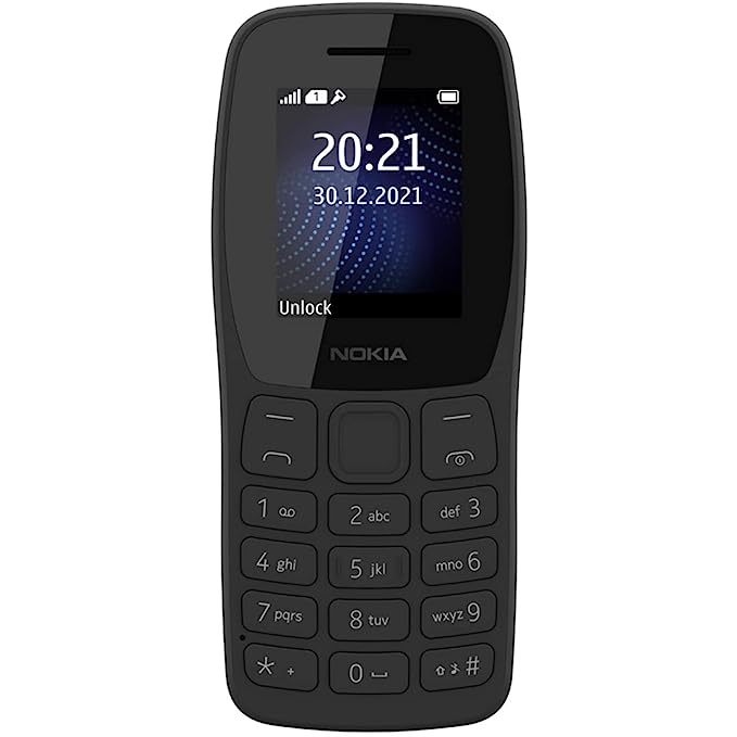 Open Box, Unused Nokia 105 Single SIM, Keypad Mobile Phone with Wireless FM Radio Charcoal