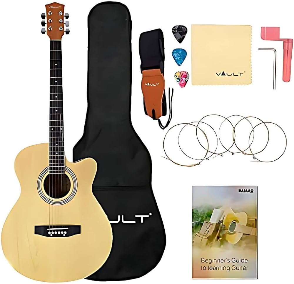 Vault EA20CE 40 Inch Cutaway Electro Acoustic Guitar With Bag, Strings, Straps, Picks, String Winder, Polishing Cloth & Ebook