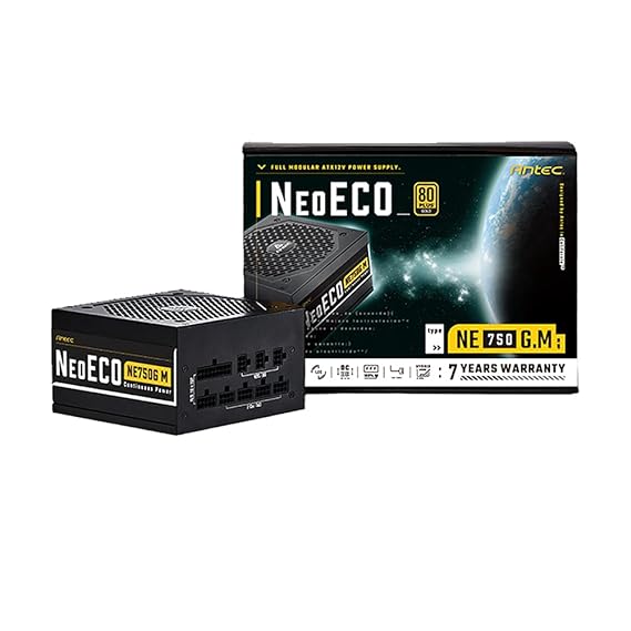 Open Box Unused Antec NeoEco750M 750 Watt Full Modular Power Supply with 80 Plus Gold Cerification Black NE750G M