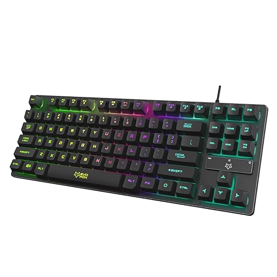 Open Box, Unused EvoFox Fireblade Gaming Wired Keyboard with LED Backlit, 19 Anti-Ghosting Keys and Windows Lock Key TKL Black Pack of 2