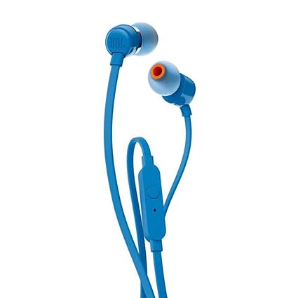 Open Box, Unused JBL T110 by Harman Wired In Ear Headphones with Mic Blue Pack of 2