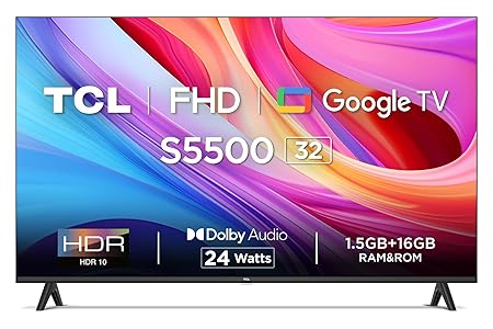 Open Box Unused TCL 79.97 cm (32 inches) Metallic Bezel-Less S Series Full HD Smart LED Google TV 32S5500 Black