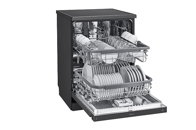 ओपन बॉक्स, अप्रयुक्त LG 14 प्लेस सेटिंग्स इन्वर्टर डायरेक्ट ड्राइव वाई फाई स्टैंडर्ड डिशवॉशर DFB424FM मैट ब्लैक
