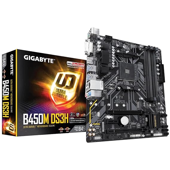 Open Box Unused Gigabyte B450m Ds3h Ultra Durable Motherboard With Realtek Gbe Lan With Cfosspeed, Pcie Gen3 X4 M.2, 7-colors Rgb Led Strips Support