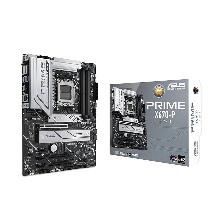 Open Box Unused ASUS Prime X670-P, an AMD X670 Ryzen AM5 ATX Motherboard with Three M.2 Slots, DDR5, USB 3.2 Gen 2x2 Type-C