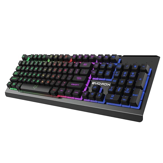 Open Box, Unused EvoFox Warhammer Gaming Keyboard with Breathing Effects LED Backlit, Floating Keycaps, 19 Anti Ghosting Keys and Windows Lock Key Pack of 2