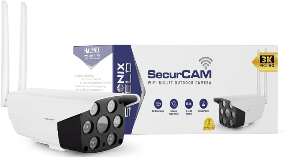 Open Box, Unused Halonix SecurCAM Wi Fi, 3MP 3K PRO HD IP66 All Weather Intruder Alert 8X Zoom Bullet Security Camera