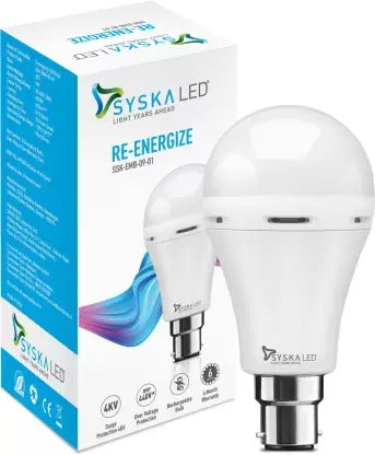 Open Box Unused Syska SSK-EMB-09-01 3.5 hrs Bulb Emergency Light White Pack of 2