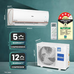 Load image into Gallery viewer, Open Box, Unused Haier 1 Ton 4 Star Smart Split AC 3470W, Copper, Wi-Fi, 4-Way Swing, 7 in 1 Convertible, Anti Bacterial Filter, Cools at 60°C Temp, 20 Mtr. Air Throw HSU13K-PYFR4BN-INV, 2025 Model White

