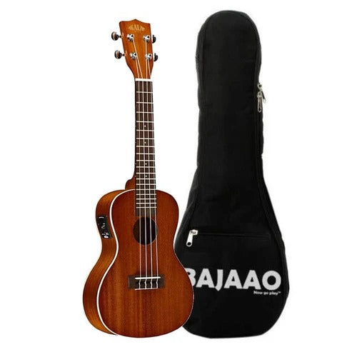 Kala KA-CE Satin Mahogany Concert Ukulele With Bajaao UB-S Gig Bag