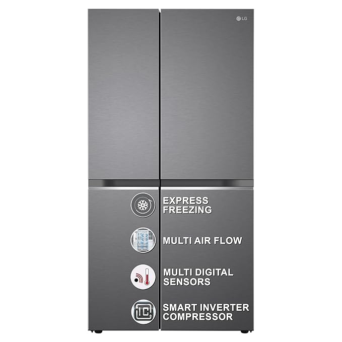 Open Box, Unused LG 655 L Frost-Free Smart Inverter Double Door Side-By-Side Refrigerator 2023 Model, GL-B257HDSY, Dazzle Steel, Express Freeze Multi Air-Flow