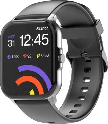 Open Box, Unused Fitshot Connect 1.85inch CosmicDisplay, Bluetooth Calling & SoloSync Technology Smartwatch Black Strap Regular