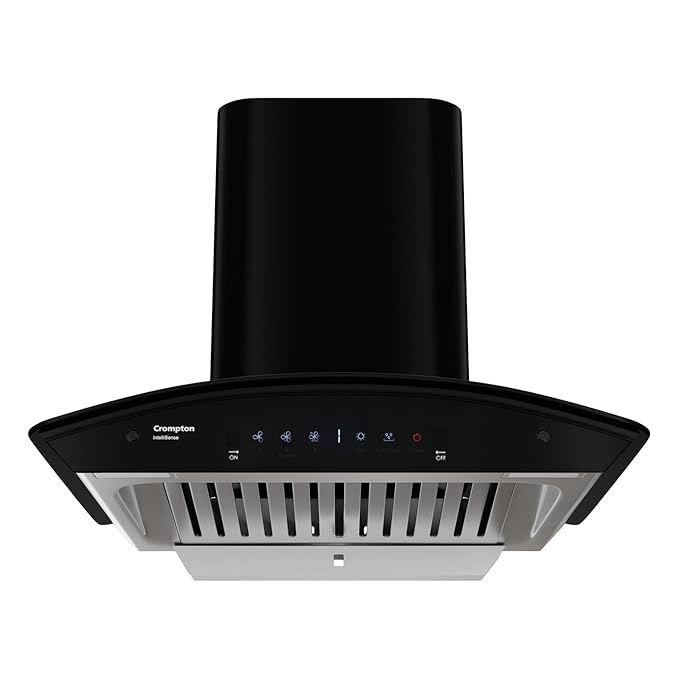 Open Box, Unused Crompton IntelliSense 60 cm Curved Glass Kitchen Chimney with 1417 m³/hr Suction, Smart On & Intelligent Auto-Clean