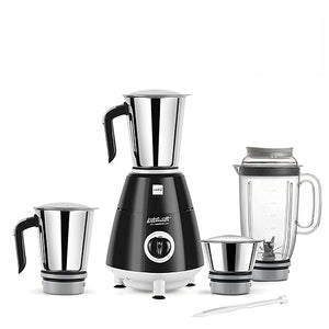 Open Box Unused Cello Grind Master Juicer Mixer Grinder with 4 Leak Proof Jars & 1 Spatulla 500 Watt Rated Motor Black & Silver Medium 70FMX072BK