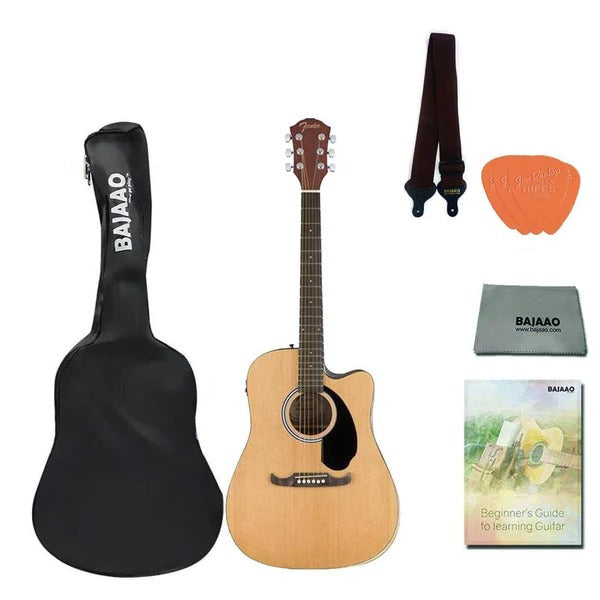 Fender FA-125CE Dreadnought Electro Acoustic Guitar with Dust Cover, Strap, Picks ,Polishing Cloth & Ebook