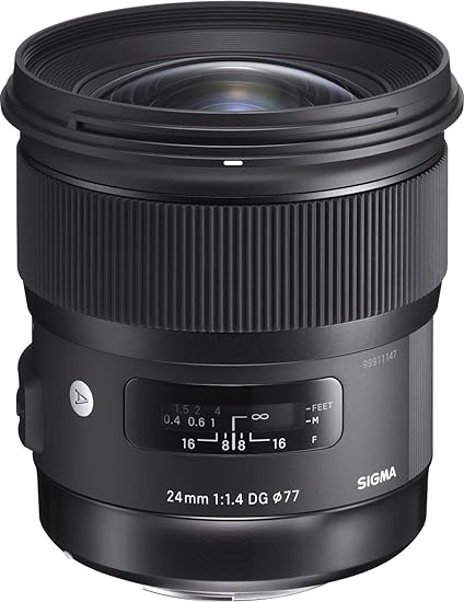 Used Sigma 24mm f/1.4 DG HSM Art Lens for Nikon DSLR Cameras Black