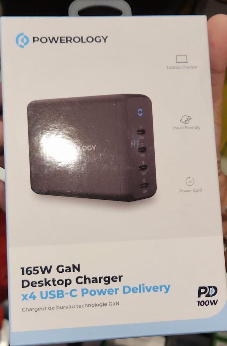 Powerology 165W GaN Desktop Charger x4 USB-C Power Delivery
