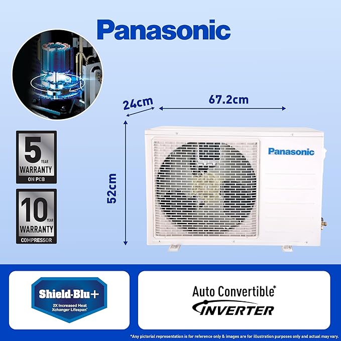 Open Box, Unused Panasonic 1 Ton 4 Star Wi-Fi Inverter Smart Split AC Copper Condenser, 7 in 1 Convertible with True AI Mode, 4 Way Swing, PM 0.1 Air Purification Filter CS/CU-NU12ZKY4W, White