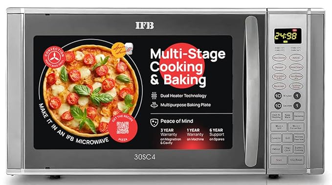 Open Box, Unused IFB 30 L Convection Microwave Oven 30SC4, Metallic Silver